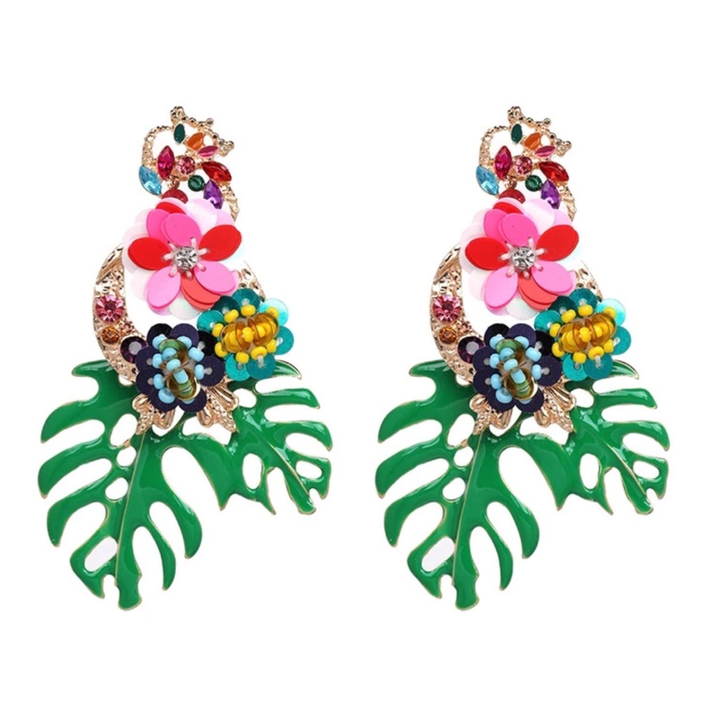 Colorful Bold Color Statement Earrings - Picture 3 of 8